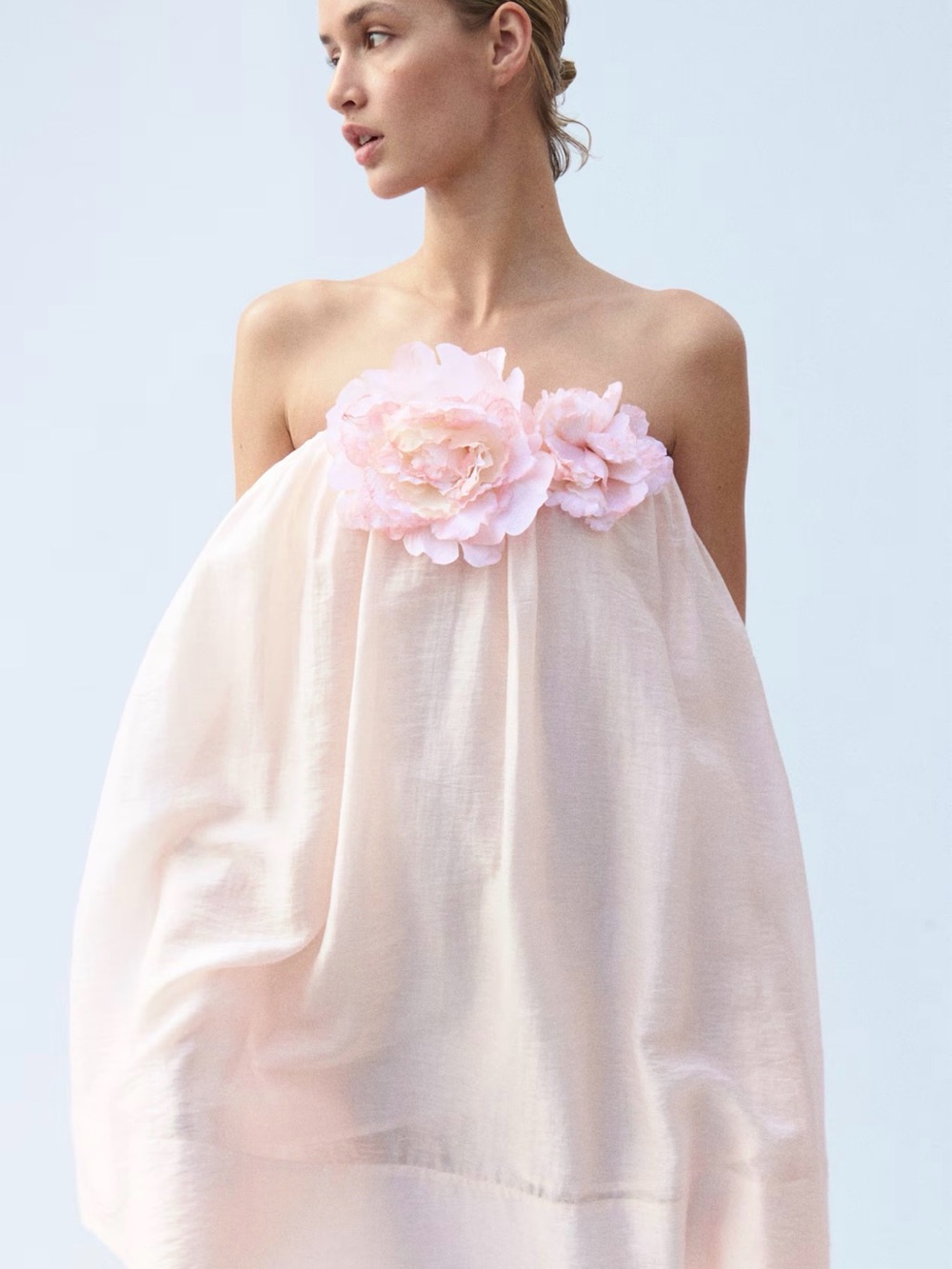 HM Strapless Pink Floral Bandeau Top